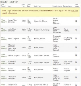 Death Certificate Search Results for Pennsylvania on Ancestry